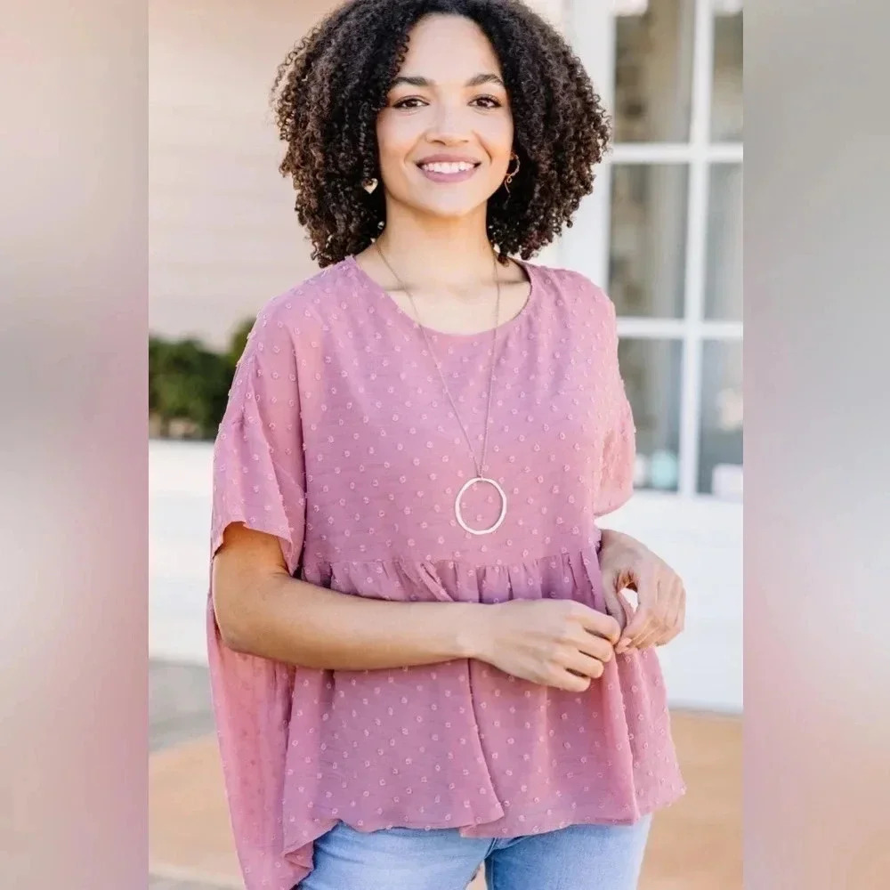LISTICLE oversized blouse blush pink sz small